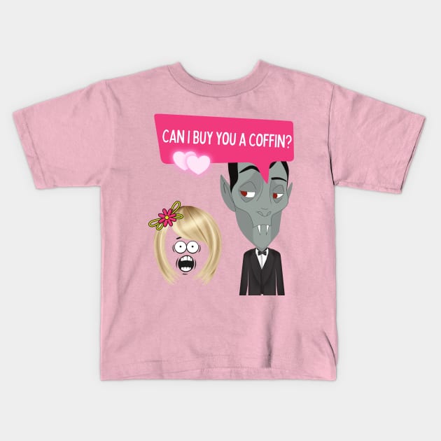 'Can I buy you a coffin?' - Vampire Pickup Line Kids T-Shirt by Cosmic Story Designer